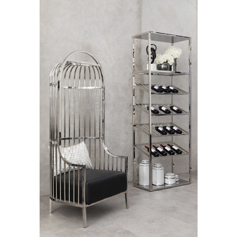 Canora Grey Southport Floor Wine Bottle Rack in Silver Wayfair.co.uk